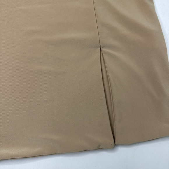 AYM Khaki Tan Stretchy Mini skirt with slit Size Small‎ - Picture 4 of 9